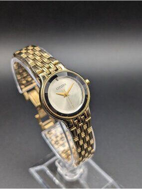 Vintage Citizen Gold-Tone Quartz Ladies Watch, Minimalist Champagne Dial